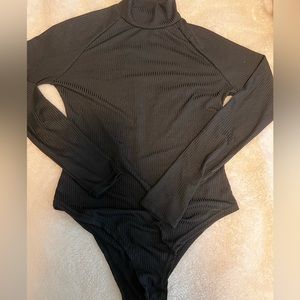 ribbed black turtle neck bodysuit